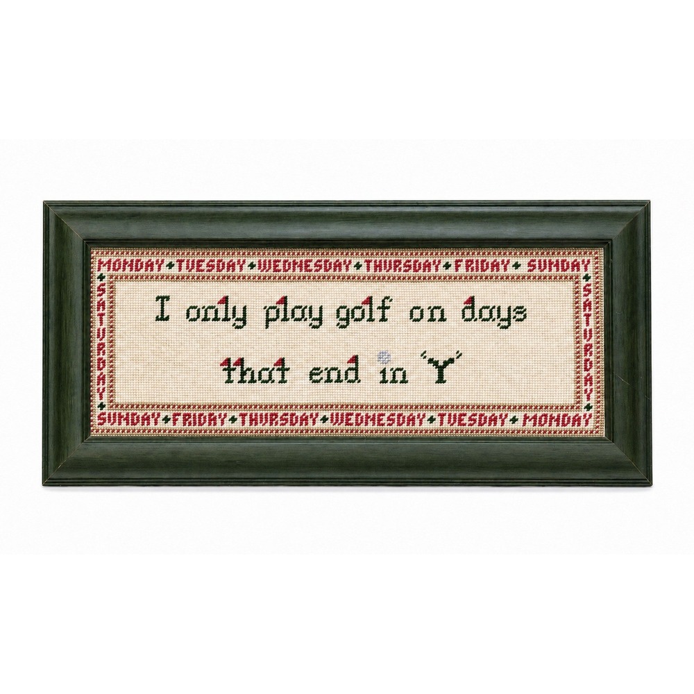 Vintage Golf Needlepoint Framed Wall Art Quote Masters Cottagecore Preppy